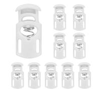 sourcing map Spring Cord Locks Plastic Single Hole Toggle Stopper Drawstring Cord Stops Fastener for Shoelaces Paracord Bags Clothing DIY Projects, White, Pack of 10