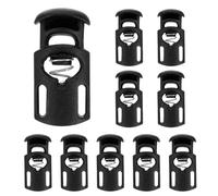 sourcing map Spring Cord Locks Plastic Single Hole Toggle Stopper Drawstring Cord Stops Fastener for Shoelaces Paracord Bags Clothing DIY Projects, Black, Pack of 10