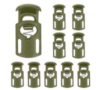 sourcing map Spring Cord Locks Plastic Single Hole Toggle Stopper Drawstring Cord Stops Fastener for Shoelaces Paracord Bags Clothing DIY Projects, Olive, Pack of 10
