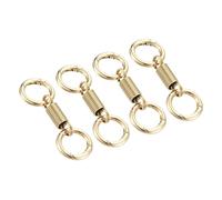sourcing map Spring Double Ring Keychain Dual Keyring Holder Detachable Spring Shaped Key Accessories Split Key Ring Zinc Alloy (Gold, Pack of 4)