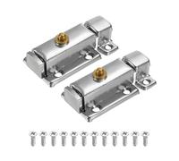 sourcing map Spring Loaded Latch Pin 2 x 1.18 Inch Door Safety Slide Lock with Button Internal Door Bolt Latch Sliding Lock Barrel Bolt with Screws Furniture Cabinet Silver, Pack of 2