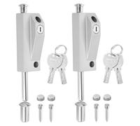 sourcing map Spring Loaded Latch Pin, Sliding Barrel Bolt Door Lock Heavy Duty Vertical Latch Door Lock Cane Bolts with Keys for Glass Gate Window Garage Barn [2Pcs, Silver]