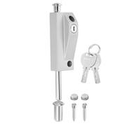 sourcing map Spring Loaded Latch Pin, Sliding Barrel Bolt Door Lock Heavy Duty Vertical Latch Door Lock Cane Bolts with Keys for Glass Gate Window Garage Barn [1Pcs, Silver]