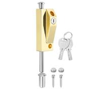 sourcing map Spring Loaded Latch Pin, Sliding Barrel Bolt Door Lock Heavy Duty Vertical Latch Door Lock Cane Bolts with Keys for Glass Gate Window Garage Barn [1Pcs, Titanium Gold]