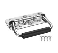 sourcing map Spring Loaded Recessed Handle 3.9 × 1.6 Inch Steel Surface Mount Handles Pull with Padded Grip for Cabinet Toolbox Storage Boxes (Silver)