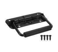 sourcing map Spring Loaded Recessed Handle 4.3 × 1.6 Inch Steel Surface Mount Handles Pull with Padded Grip for Cabinet Toolbox Storage Boxes (Black)