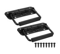 sourcing map Spring Loaded Recessed Handle 4.3 × 1.6 Inch Steel Surface Mount Handles Pull with Padded Grip for Cabinet Toolbox Storage Boxes (Black, Pack of 2)