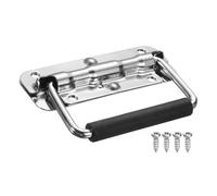 sourcing map Spring Loaded Recessed Handle 4.3 × 1.6 Inch Steel Surface Mount Handles Pull with Padded Grip for Cabinet Toolbox Storage Boxes (Silver)