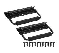 sourcing map Spring Loaded Recessed Handle 4.9 × 1.6 Inch Steel Surface Mount Handles Pull with Padded Grip for Cabinet Toolbox Storage Boxes (Black, Pack of 2)