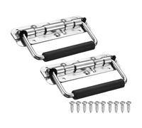 sourcing map Spring Loaded Recessed Handle 5.5 × 1.6 Inch Steel Surface Mount Handles Pull with Padded Grip for Cabinet Toolbox Storage Boxes (Silver, Pack of 2)