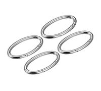 sourcing map Spring Oval Ring, 4Pcs 2.36 Inch Round Spring Snap Clip Trigger Spring Keyring Buckle for Bags Purses Keychain, Silver Tone