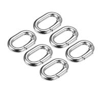 sourcing map Spring Oval Ring, 6Pcs 0.83 Inch Round Spring Snap Clip Trigger Spring Keyring Buckle for Bags Purses Keychain, Silver Tone