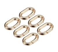 sourcing map Spring Oval Ring, 6Pcs 1.36 Inch Round Spring Snap Clip Trigger Spring Keyring Buckle for Bags Purses Keychain, Gold Tone