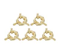 sourcing map Spring Ring Clasps, 5 Pcs 13mm Brass Round Closed Spring Ring Clasps Connectors for DIY Making, Gold Tone