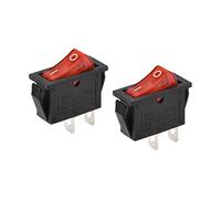 sourcing map SPST Boat Rocker Switch Red Toggle Switch for Boat Marine 2pins ON/Off AC 250V/16A 2pcs