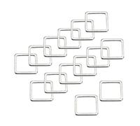 sourcing map Square Beading Hoop Link, Geometric Hollow Open Bezel Linking Ring 10x10mm Silver Tone for Jewelry Making, Pack of 50