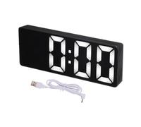 sourcing map Square Electronic Alarm Clock,Alarm Clock with Black Mirror White Light, Digital Alarm Clocks for Bedrooms with USB Charging Port, Adjustable Volume, Dimmable, Snooze, 12/24H