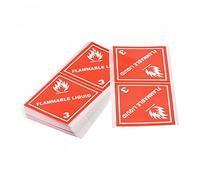 sourcing map Square Flammable Liquid Hazardous Class 3 Warning Stickers Adhesive Labels Red With White Words 3.9 x 3.9 inch Pack of 200