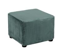 sourcing map Square Foot Stool Cover Footrest Slipcover with Elastic Band Stretch Furniture Protector for Living Room Bedroom Fit Length 60-76cm/24-30inch, Gray Blue