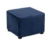 sourcing map Square Foot Stool Cover Footrest Slipcover with Elastic Band Stretch Furniture Protector for Living Room Bedroom Fit Length 60-76cm/24-30inch, Navy Blue