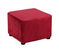 sourcing map Square Foot Stool Cover Footrest Slipcover with Elastic Band Stretch Furniture Protector for Living Room Bedroom Fit Length 60-76cm/24-30inch, Wine Red