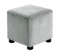 sourcing map Square Footstool Slipcover, Stretch Foot Stool Protector Covers Jacquard Fabric Furniture Protector Cover Velvet with Elastic Bottom for Living Room Bedroom(Small, Light Gray)