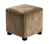 sourcing map Square Footstool Slipcover, Stretch Foot Stool Protector Covers Jacquard Fabric Furniture Protector Cover Velvet with Elastic Bottom for Living Room Bedroom(Small, Taupe)