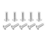 sourcing map Square Head Bolt, 10pcs M6x20mm Fully Thread Carbon Steel Grade 4.8 Square Machine Screws