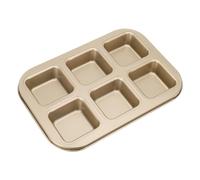 sourcing map Square Muffins Pan 6-Cup Gold Nonstick Square Cupcake Pan Metal Baking Molds Pan All Edges Cupcake Pan for Oven Baking, Cornbread, Cupcakes, Cookie, Bread