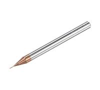 sourcing map Square Nose End Mill, 0.4mm Solid Carbide AlTiSin Coated Long Reach CNC Router Bits 2 Flutes Milling Cutter with Extended Neck, 2mm Cutting Length 4mm Shank