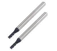 sourcing map Square Nose End Mill, 2.5mm Tip Dia Solid Carbide AlTiN Coated CNC Router Bits 4 Flute Spiral Milling Cutter HRC45 with 4mm Shank 50mm (2-inch) Length, 2pcs