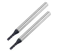 sourcing map Square Nose End Mill, 2mm Tip Dia Solid Carbide AlTiN Coated CNC Router Bits 4 Flute Spiral Milling Cutter HRC45 with 4mm Shank 50mm (2-inch) Length, 2pcs