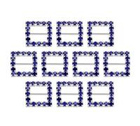 sourcing map Square Rhinestone Buckle Slider, 10Pcs 15mm Copper Rhinestone Crystal Ribbon Buckle for Clothing Decor Christmas DIY Gift Wrap, Sapphire Blue