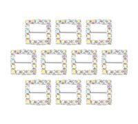 sourcing map Square Rhinestone Buckle Slider, 10Pcs 15mm Copper Rhinestone Crystal Ribbon Buckle for Clothing Decor Christmas DIY Gift Wrap, AB