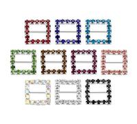 sourcing map Square Rhinestone Buckle Slider, 20Pcs 15mm Copper Rhinestone Crystal Ribbon Buckle for Clothing Decor Christmas DIY Gift Wrap, 10 Colors in