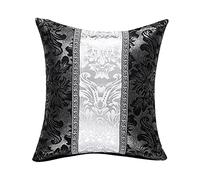 sourcing map Square Throw Pillow Cover Home Decoration Vintage Floral Printed Black Silver Contrast Cushion Covers Bolster Pillow Cases Shells for Couch Sofa , 18" x 18"