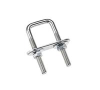 sourcing map Square U-Bolts 3/4"(20mm) Inner Width Carbon Steel M6 with Nuts, Frame Plate, Round Washers 4 Set