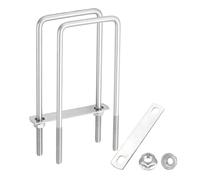 sourcing map Square U Bolts M8 2-3/4" Inner Wide 7-1/16" L Plates 2 Set | 70mm W x 180mm L 304 Stainless Steel w/ Nuts U-Bolts with Flange Hexagon Nuts, Frame Plates for Trailer, Automotive