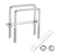 sourcing map Square U Bolts M8 3" Inner Wide 4-5/16" L w/Nuts Plates 2 Set | 75mm W x 110mm L 304 Stainless Steel U-Bolts with Flange Hexagon Nuts, Frame Plates for Trailer, Automotive