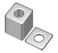sourcing map Square Washer, 10Pcs M10x25x25x3mm Square Plate Washers | 304 Stainless Steel, Flat Pad Spacer Gasket, for Hardware Fastener