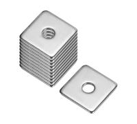 sourcing map Square Washer, 10Pcs M5x20x20x2mm 304 Stainless Steel Square Plate Washers Flat Pad Spacer Gasket for Hardware Fastener