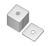 sourcing map Square Washer, 10Pcs M5x25x25x2mm 304 Stainless Steel Square Plate Washers Flat Pad Spacer Gasket for Hardware Fastener