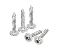 sourcing map ST2.3x14mm Phillips Pan Head Self-tapping Screw with Washer, 100pcs - 304 Stainless Steel Wood Screw Full Thread (Silver)