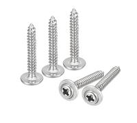 sourcing map ST2.3x16mm Phillips Pan Head Self-tapping Screw with Washer, 100pcs - 304 Stainless Steel Wood Screw Full Thread (Silver)
