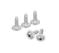 sourcing map ST2.3x8mm Phillips Pan Head Self-tapping Screw with Washer, 100pcs - 304 Stainless Steel Wood Screw Full Thread (Silver)