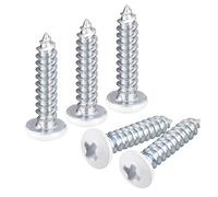 sourcing map ST2.5x12mm White Screws Self Tapping Screws, 100pcs Pan Head Phillips Wood Screws for Woodworking