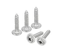 sourcing map ST2x12mm Phillips Pan Head Self-tapping Screw with Washer, 100pcs - 304 Stainless Steel Wood Screw Full Thread (Silver)