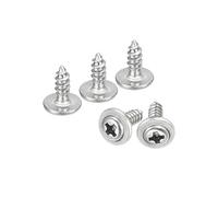 sourcing map ST2x6mm Phillips Pan Head Self-tapping Screw with Washer, 100pcs - 304 Stainless Steel Wood Screw Full Thread (Silver)