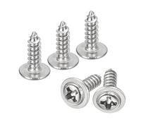sourcing map ST3x10mm Phillips Pan Head Self-tapping Screw with Washer, 100pcs - 304 Stainless Steel Wood Screw Full Thread (Silver)