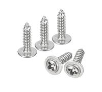 sourcing map ST3x12mm Phillips Pan Head Self-tapping Screw with Washer, 100pcs - 304 Stainless Steel Wood Screw Full Thread (Silver)